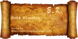Bekk Klaudia névjegykártya